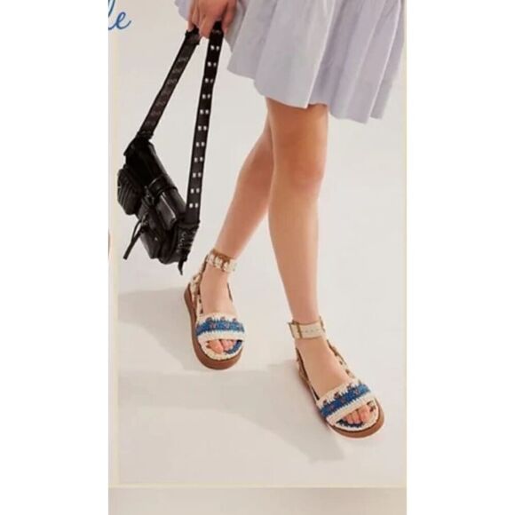 New New Free People Roma Raffia Sandals Size 9 - Picture 2 of 7